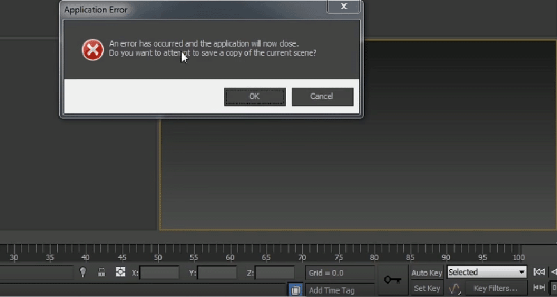 An error has occurred and the application will now close