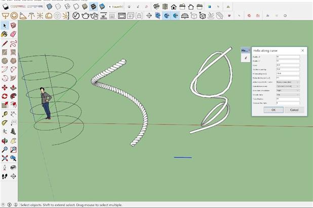 Hướng dẫn sử dụng PLUGIN  HELIX ALONG CUVE trong sketchup