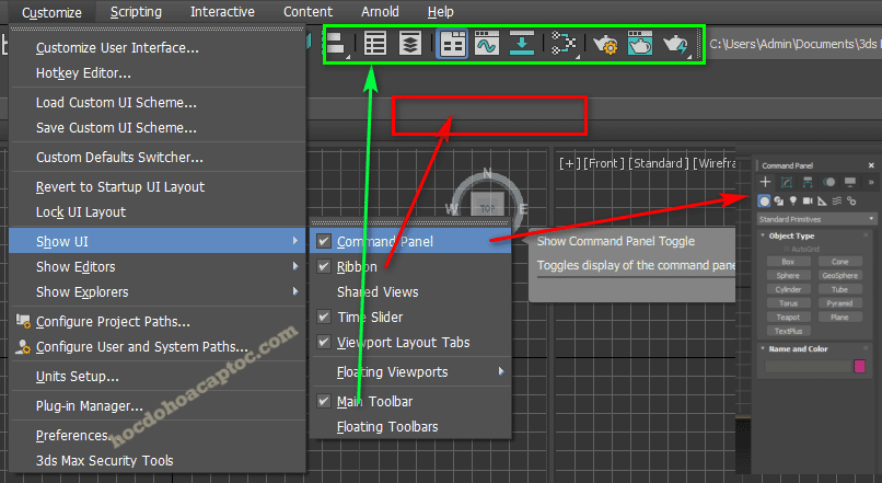 Lỗi bi mất thanh công cụ trong 3ds max