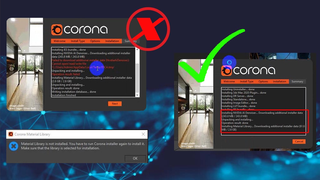 Khắc phục không cài được thư viện của Corona 