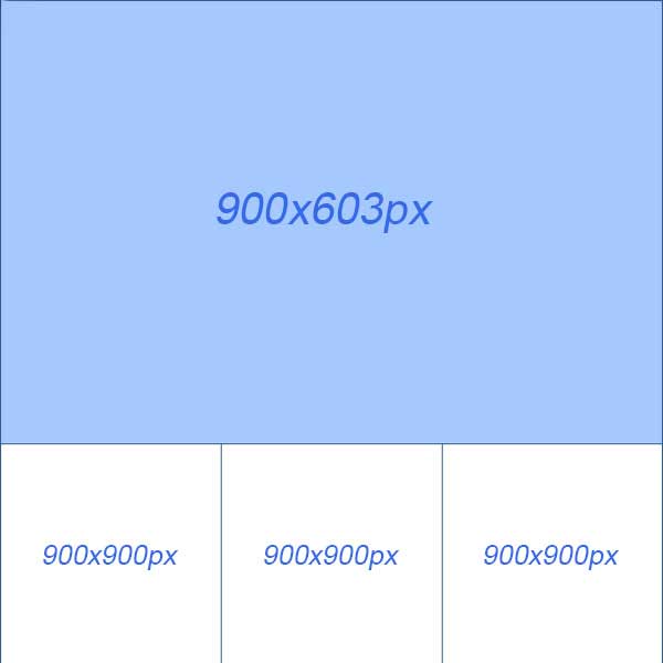 Kích thước hình ảnh quảng cáo Facebook 1 hình lớn 3 hình nhỏ.