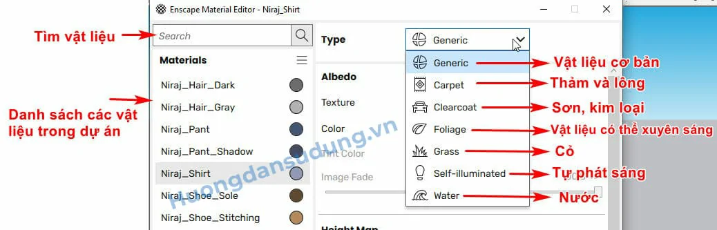 vat lieu trong enscape vật liệu trong Enscape