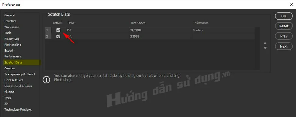 Khắc phục lỗi scratch disk are full trong photoshop