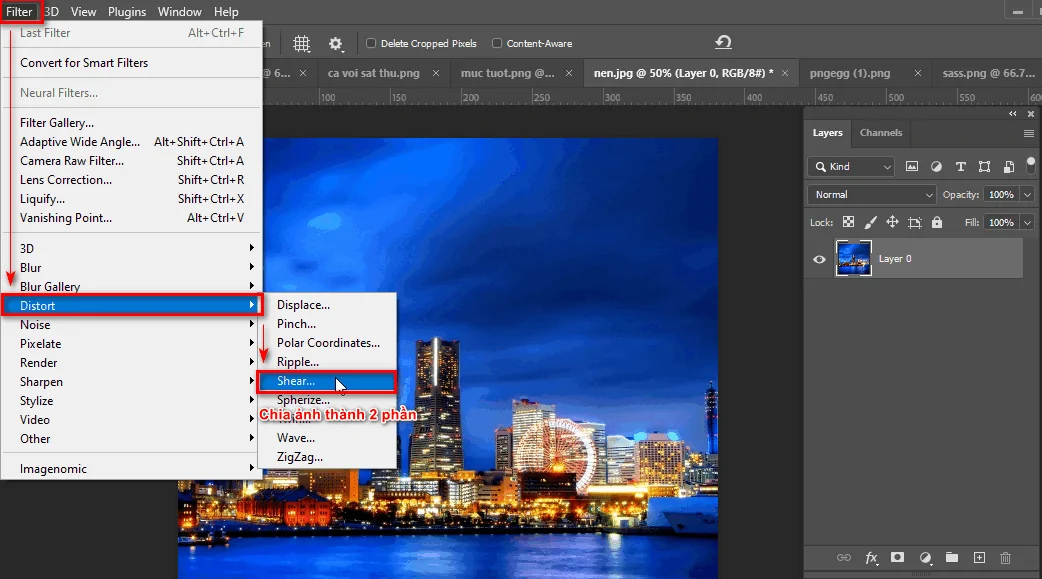 Cách tạo hiệu ứng trong photoshop thành phố biển Cách tạo ra một thành phố xoay tròn trong photoshop