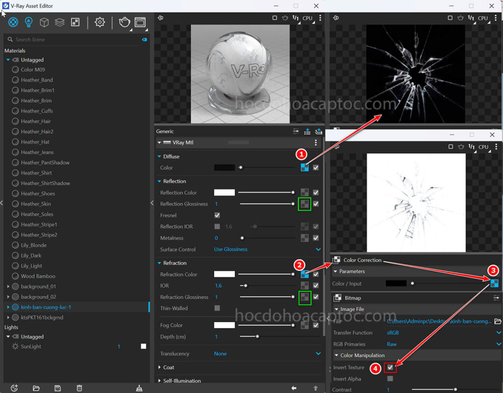 Kinh Ban Cuong Luc 31 Cách tạo kính vỡ trên Vray siêu đơn giản