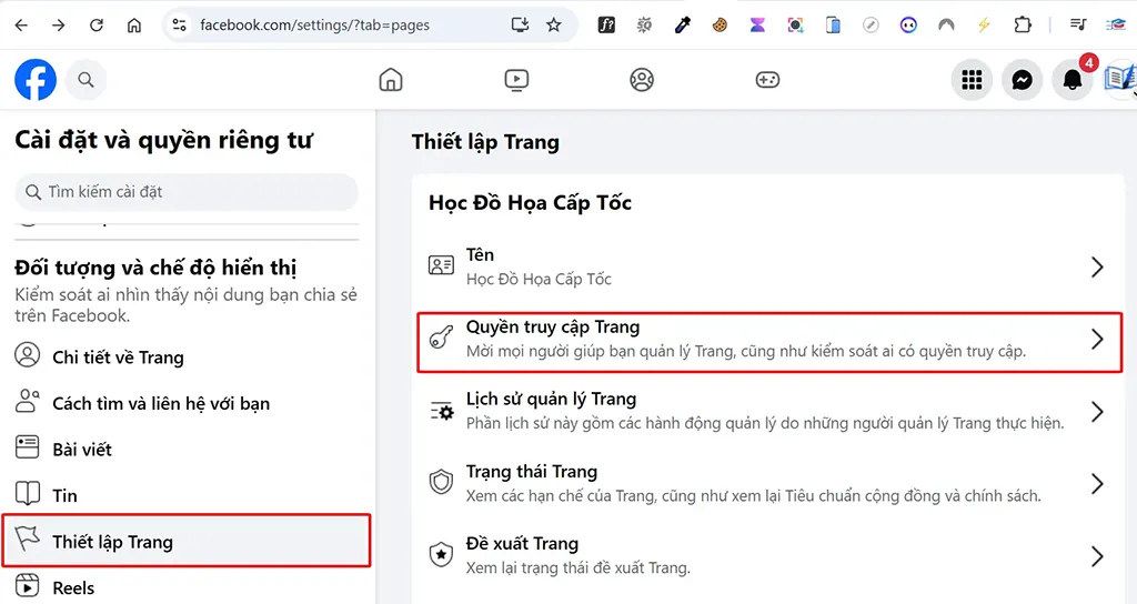 Cách thêm quản trị viên cho page