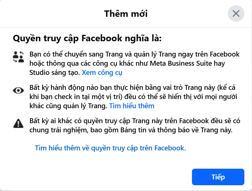 Cách thêm quản trị viên cho page