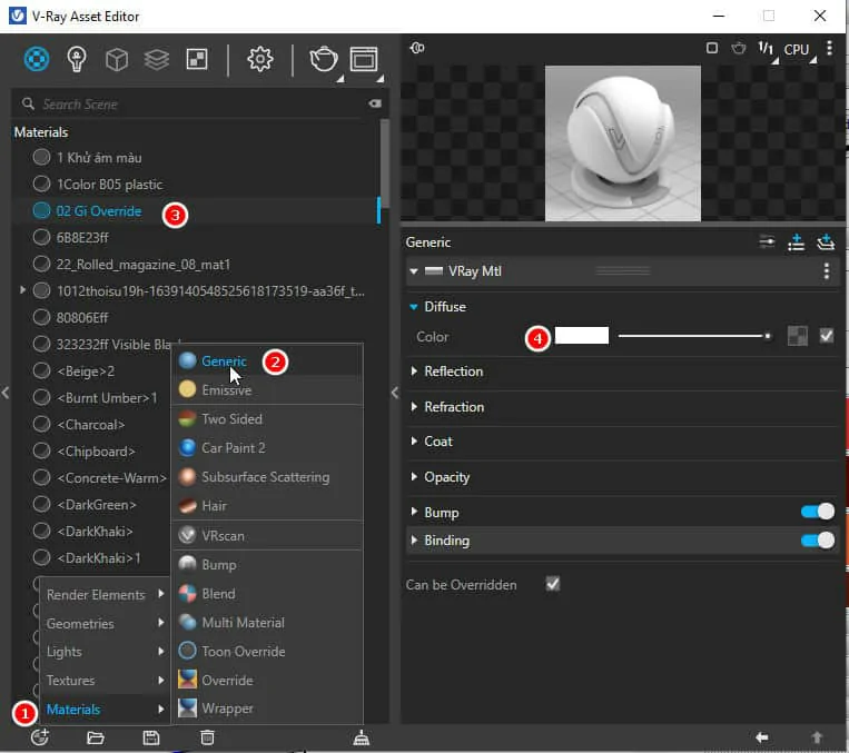 Cách tạo vật liệu cơ bản trong vray Sketchup Cách tạo vật liệu cơ bản trong vray
