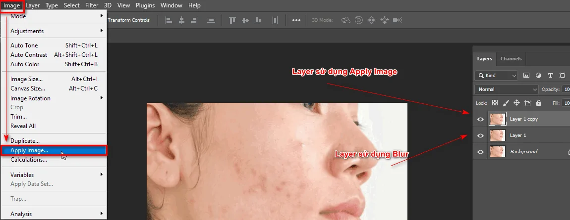 Sử dụng lệnh Apply Image